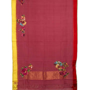 Applique Embroidered Handloom Kuttu Khadi Cotton Saree 10036122