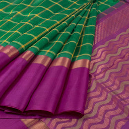 Green Handloom Gadwal Silk Cotton Saree 10036345