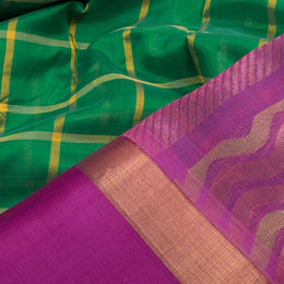 Green Handloom Gadwal Silk Cotton Saree 10036345