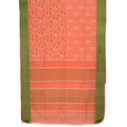 Orange Hand Block Printed Chanderi Saree 10036357