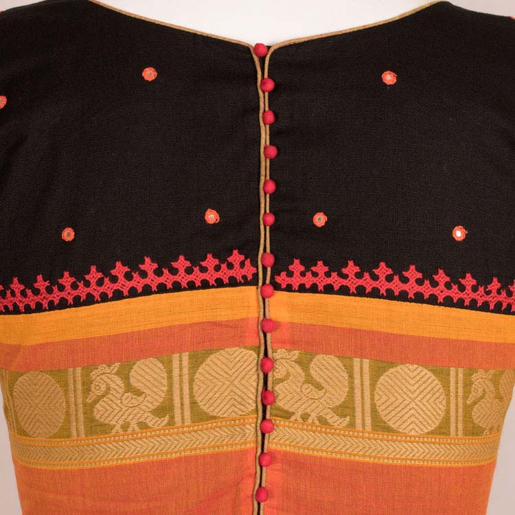 Hand Embroidered Mirror Work Cotton Blouse 10047993