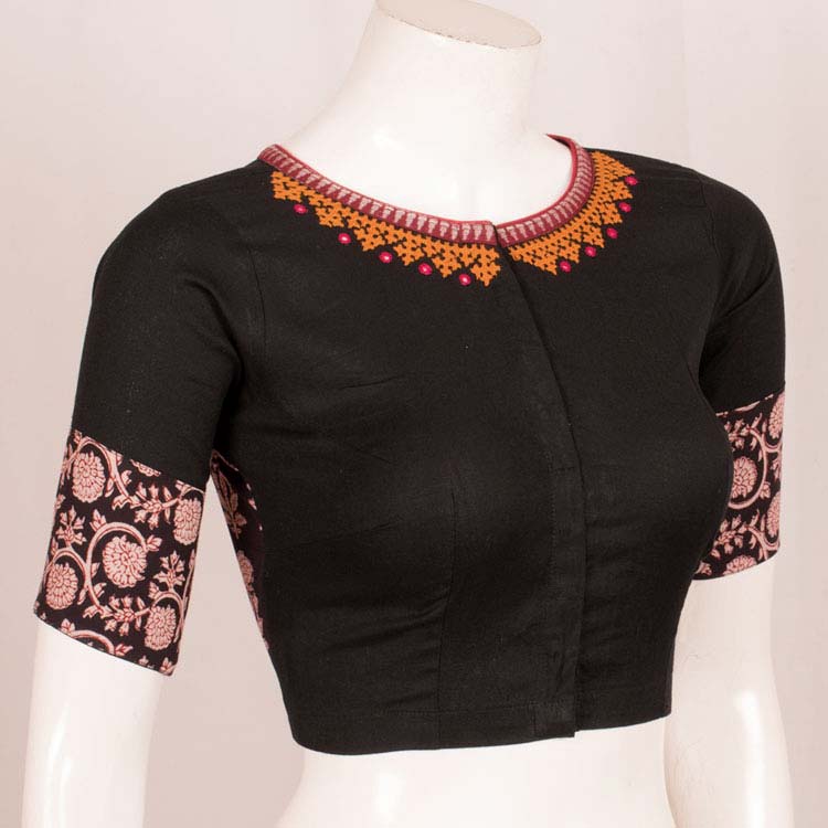 Hand Embroidered Mirror Work Cotton Blouse 10047998