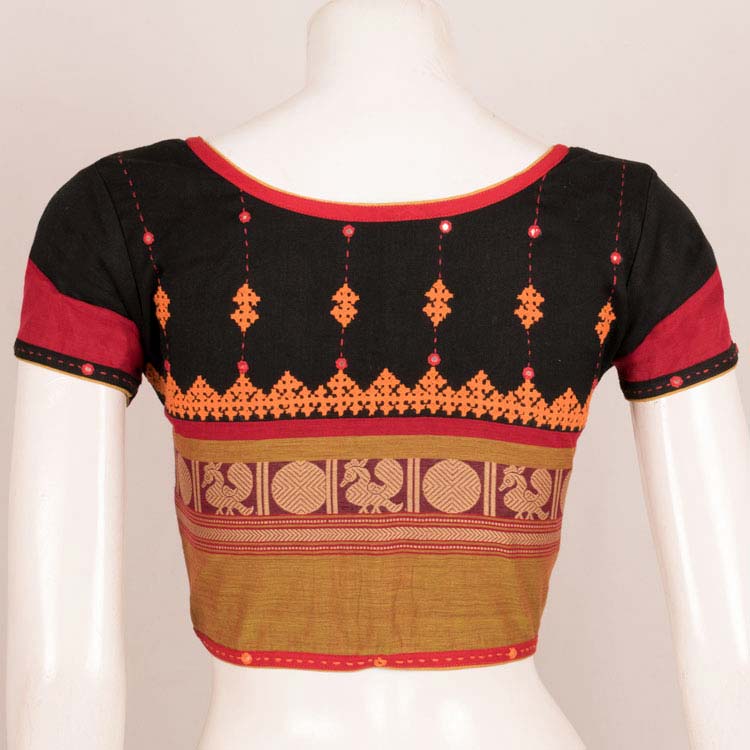 Hand Embroidered Mirror Work Cotton Blouse 10048006