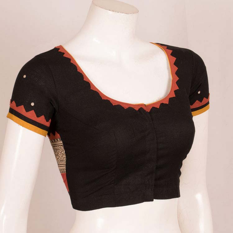 Hand Embroidered Mirror Work Cotton Blouse 10048017