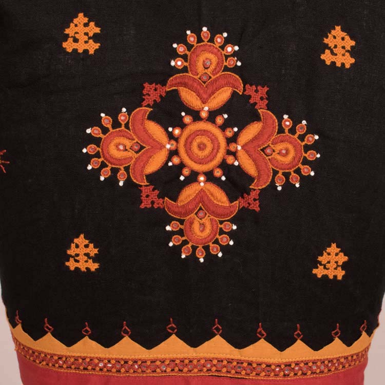 Hand Embroidered Mirror Work Cotton Blouse 10048373
