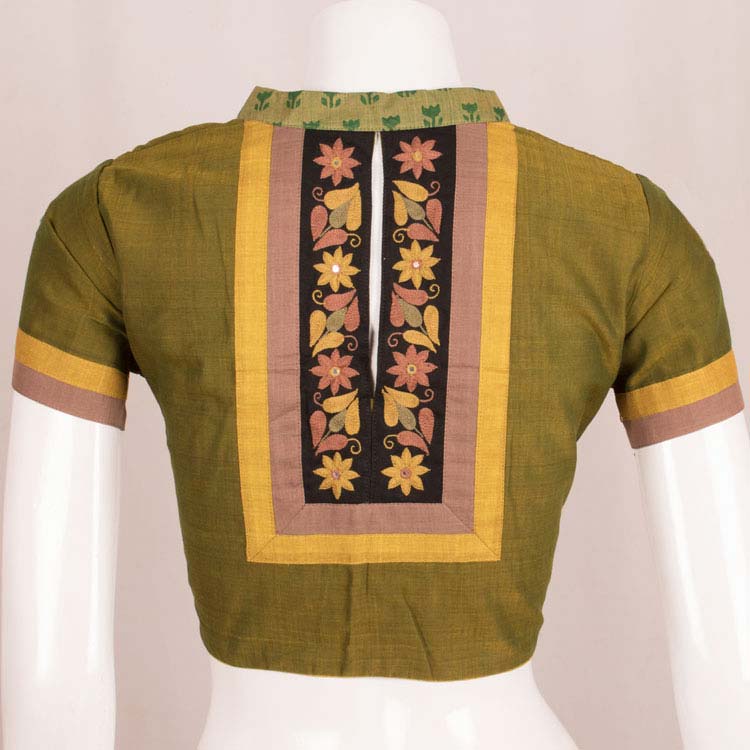 Hand Embroidered Mirror Work Cotton Blouse 10048395