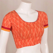 Orange Hand Embroidered Ikat Cotton Blouse 10048402