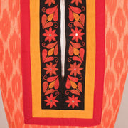 Orange Hand Embroidered Ikat Cotton Blouse 10048402
