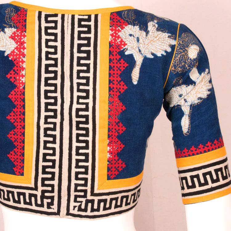Handcarafted Printed Embroidered Cotton Blouse 10049608