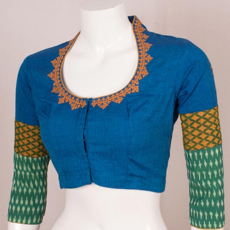Hand Embroidered Mirror Work Cotton Blouse 10050906
