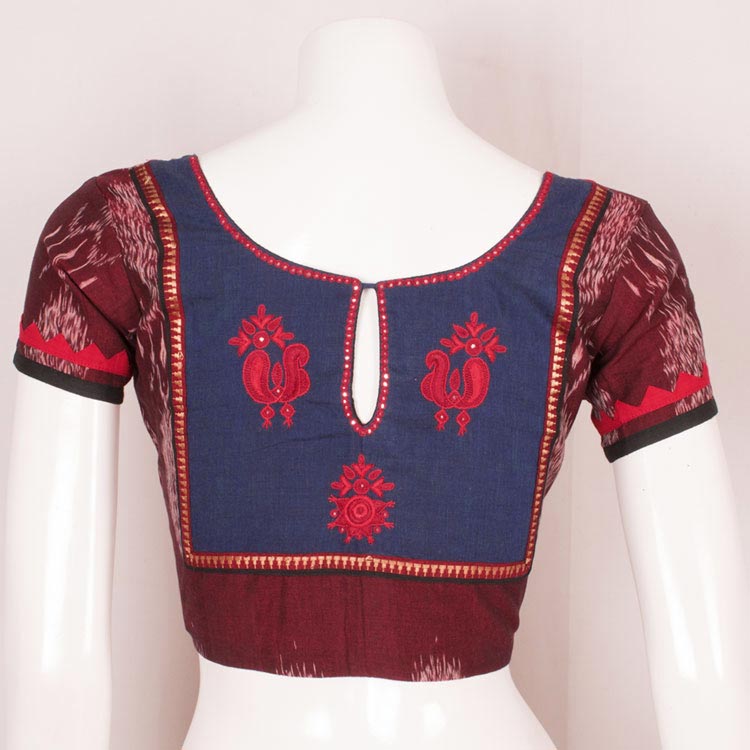 Hand Embroidered Ikat Cotton Blouse 10050907