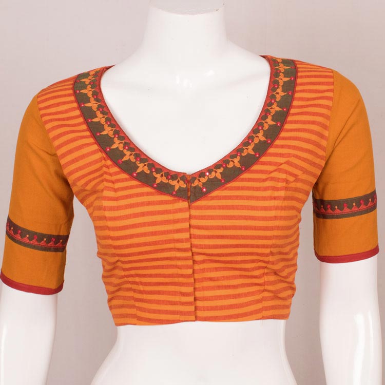 Hand Embroidered Mirror Work Cotton Blouse 10050918