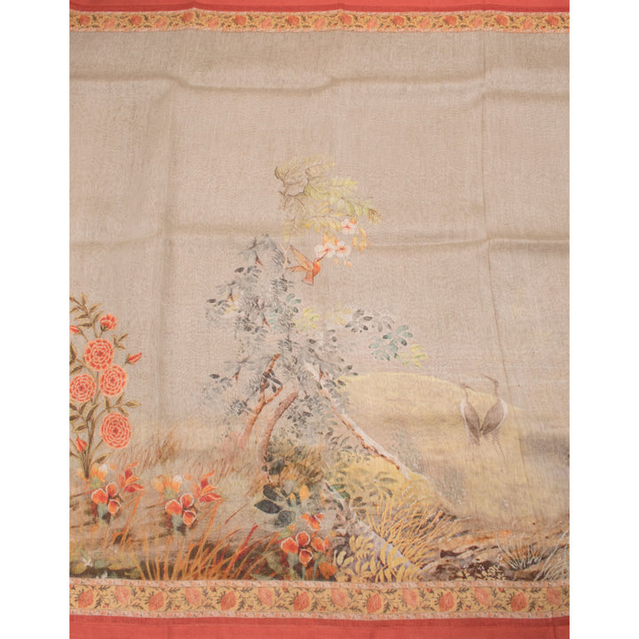Digital Printed Linen Saree 10030113