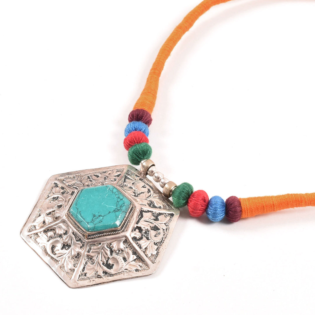 Handcrafted Necklace with Antique Afghani Pendant 10012883