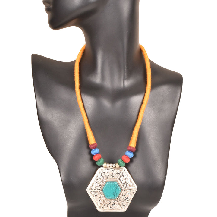 Handcrafted Necklace with Antique Afghani Pendant 10012883