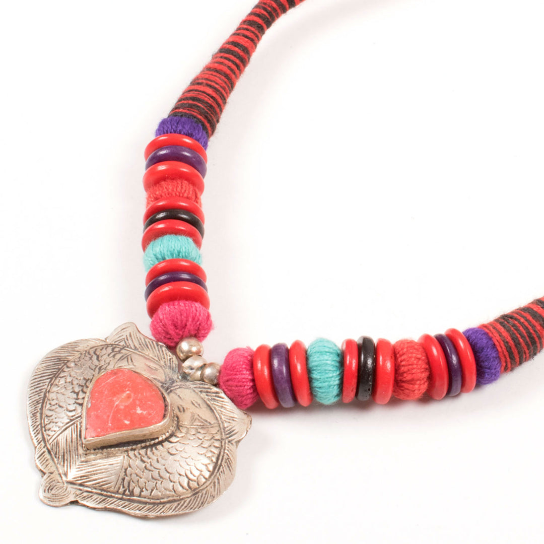 Handcrafted Necklace With Antique Afghani Pendant 10017061
