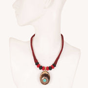 Handcrafted Necklace With Agate Pendant 10031392