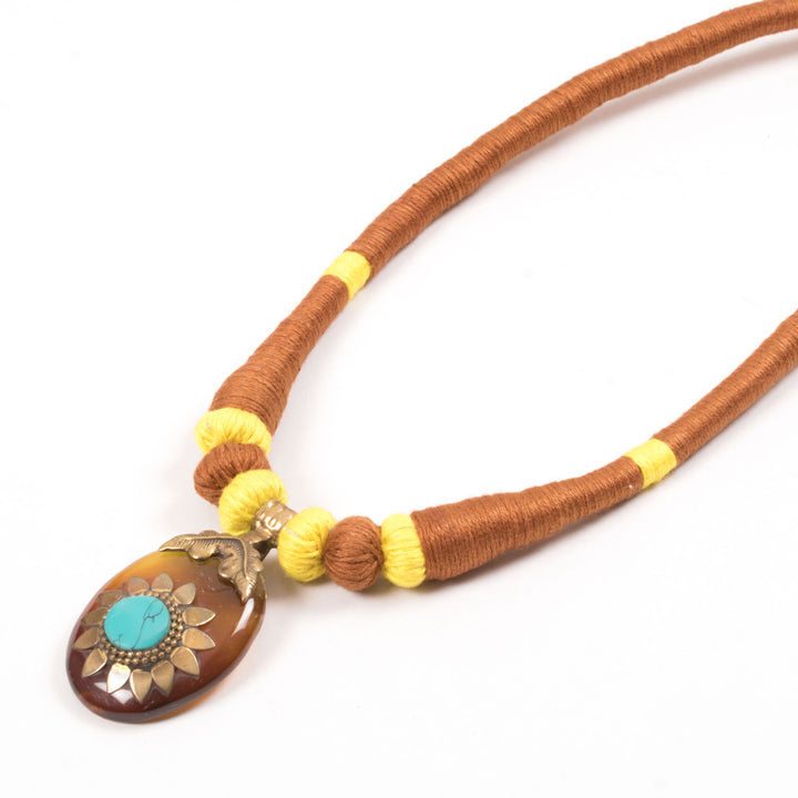 Handcrafted Necklace With Agate Pendant 10031393