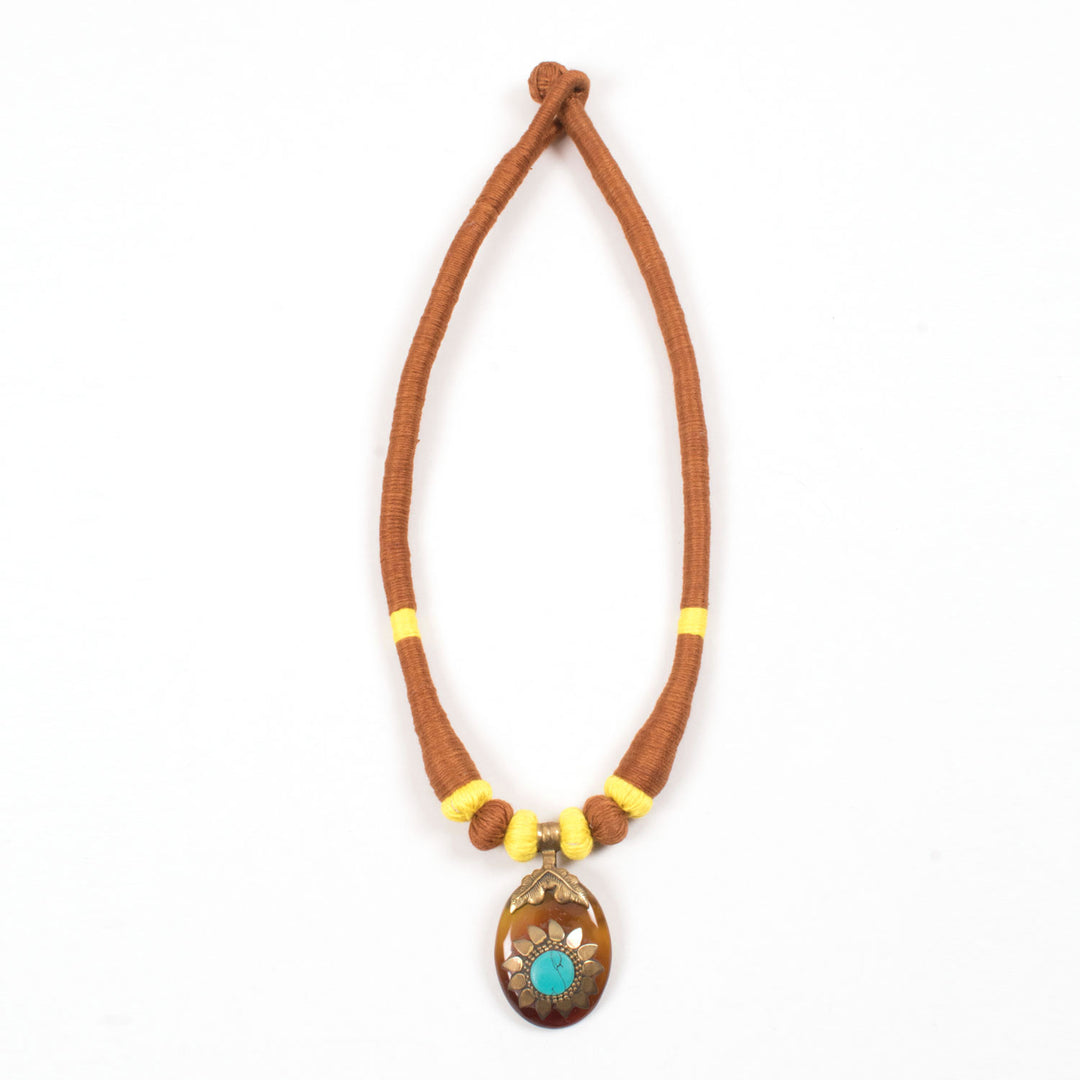 Handcrafted Necklace With Agate Pendant 10031393
