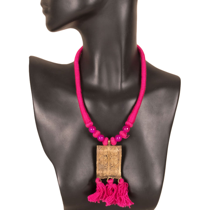Handcrafted Necklace With Brass Pendant 10031396