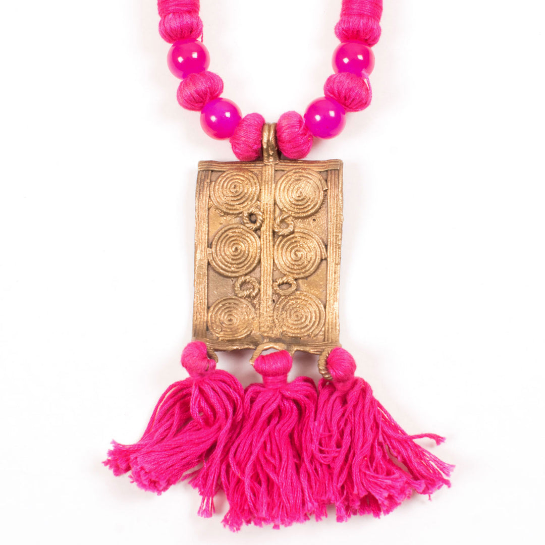 Handcrafted Necklace With Brass Pendant 10031396