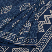 Dabu Printed Indigo Mulmul Cotton Saree 10032334
