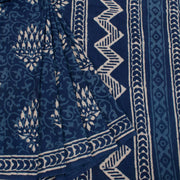 Dabu Printed Indigo Mulmul Cotton Saree 10032334