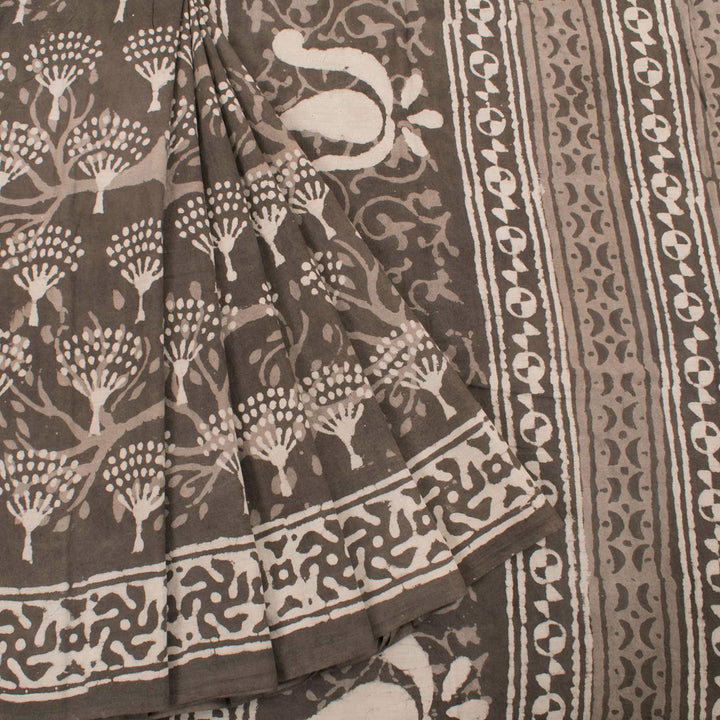 Dabu Printed Mulmul Cotton Saree 10032339