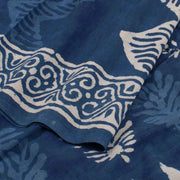 Dabu Printed Indigo Mulmul Cotton Saree 10032341