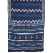 Dabu Printed Indigo Mulmul Cotton Saree 10032341