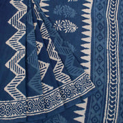 Dabu Printed Indigo Mulmul Cotton Saree 10032341