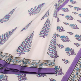 Hand Block Printed Mulmul Cotton Saree 10032342