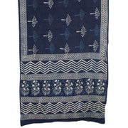 Dabu Printed Indigo Mulmul Cotton Saree 10032349