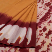 Yellow Shibori Dyed Mulmul Cotton Saree 10032350