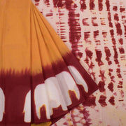 Yellow Shibori Dyed Mulmul Cotton Saree 10032350