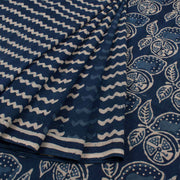Dabu Printed Indigo Mulmul Cotton Saree 10032351
