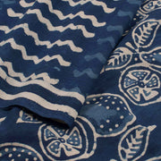 Dabu Printed Indigo Mulmul Cotton Saree 10032351
