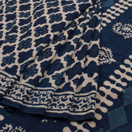 Dabu Printed Indigo Mulmul Cotton Saree 10039202
