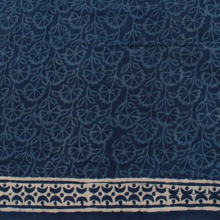 Dabu Printed Indigo Mulmul Cotton Saree 10039202