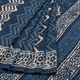 Dabu Printed Indigo Mulmul Cotton Saree 10039219