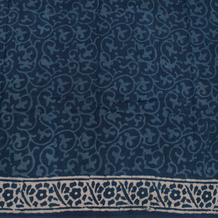 Dabu Printed Indigo Mulmul Cotton Saree 10039219