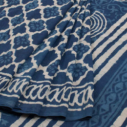 Dabu Printed Indigo Mulmul Cotton Saree 10039222