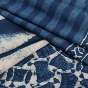 Indigo Blue Bagru Printed Mulmul Cotton Saree 10039224