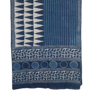 Indigo Blue Bagru Printed Mulmul Cotton Saree 10039224