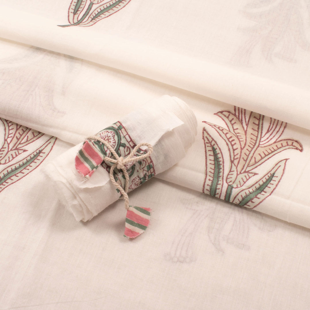 Hand Block Printed Mulmul Cotton 2 pc Salwar Suit Material 10053630