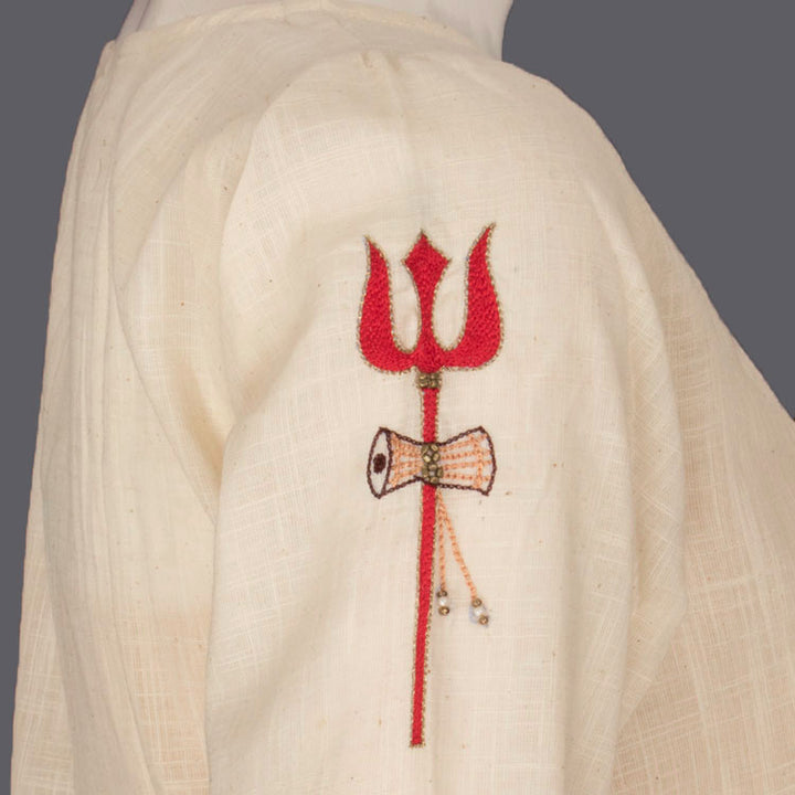 Hand Embroidered Linen Cotton Kurta 10039841