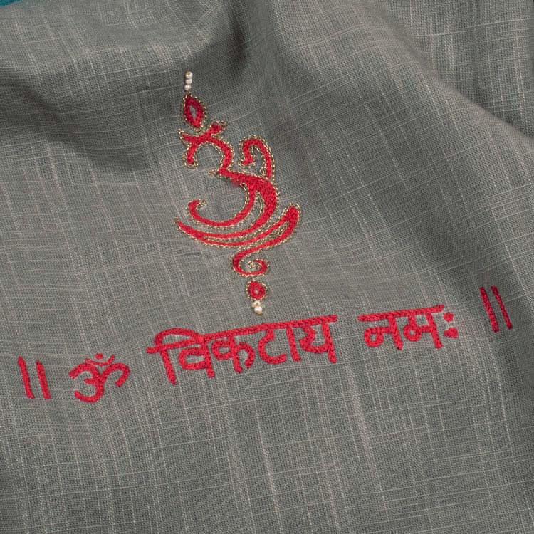 Hand Embroidered Linen Cotton Kurta 10039843