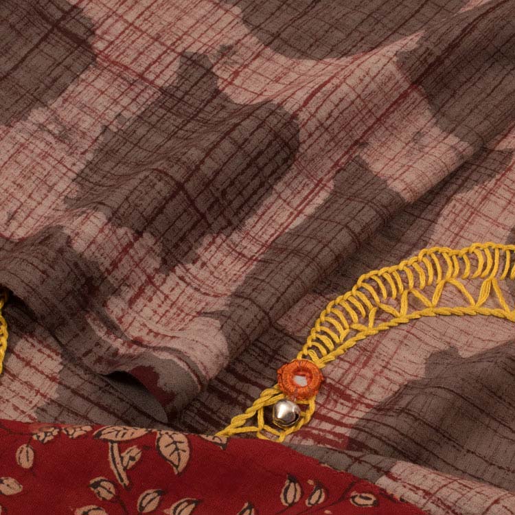 Bagru Printed  Embroidered Cotton Kurta Material 10047567