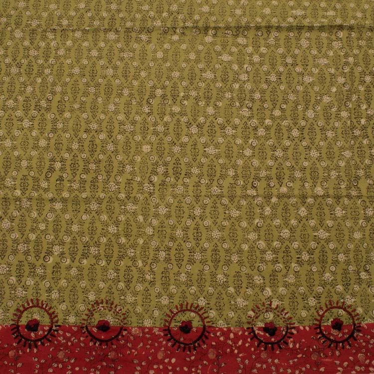 Hand Block Printed Embroidered Cotton Kurta Material 10047568