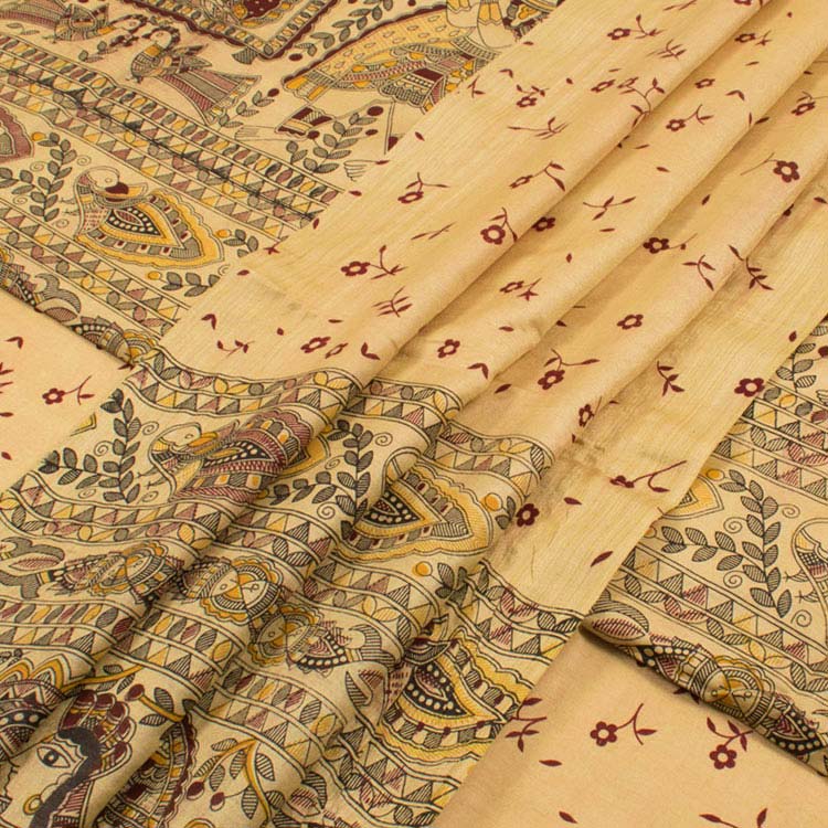 Madhubani Printed Bhagalpur Silk Salwar Suit Material 10040296